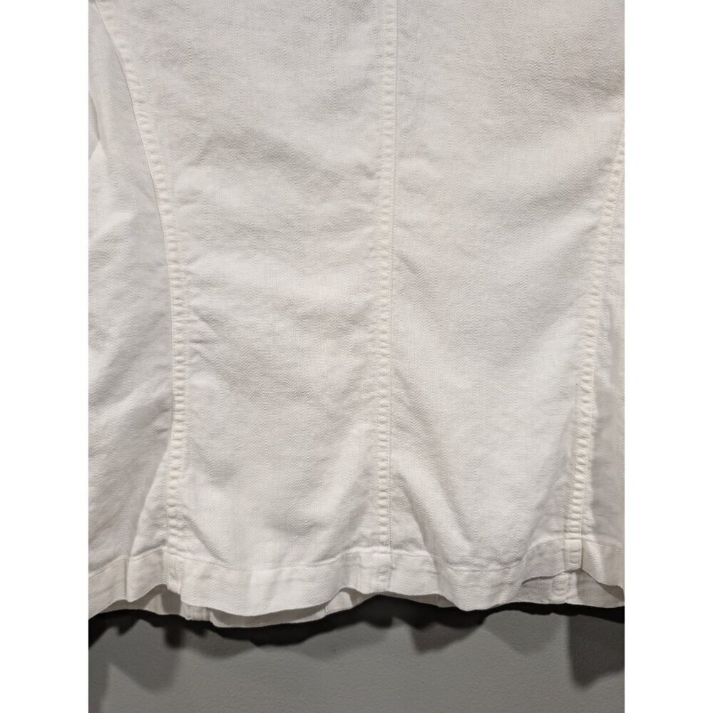 J Jill White Linen Blend Jacket Blazer Casual Lightweight Travel Fringe Sz 10 - Picture 16 of 16